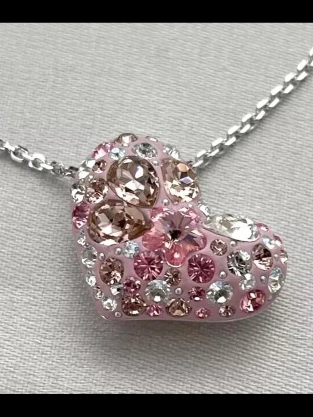 Swarovski Pink Crystal Heart Pendant Necklace with Champagne Accents